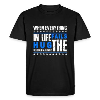 Hug The Belgian Malinois - Men's Premium Organic T-Shirt - black - Front - Nico (187cm)