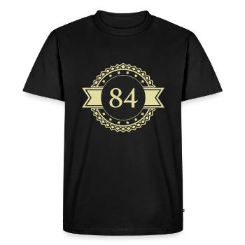 84 Number Emblem - Men's Premium Organic T-Shirt - black - Front - Nico (187cm)