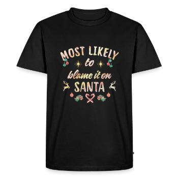 le plus susceptible de blâmer le Père Noël - T-shirt Premium bio Homme - noir - Devant - Nico (187cm)