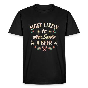 most likely to offer Santa a Beer - Men's Premium Organic T-Shirt - black - Front - Nico (187cm)