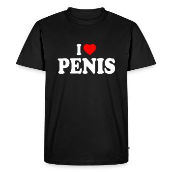 I love penis - T-shirt Premium bio Homme - noir - Devant - Nico (187cm)