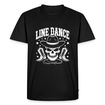 Crâne de danse en ligne avec stetson et bottes et lasso - T-shirt Premium bio Homme - noir - Devant - Nico (187cm)
