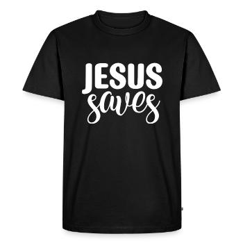 Jésus sauve - T-shirt Premium bio Homme - noir - Devant - Nico (187cm)