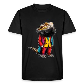 Lézard dragon barbu - T-shirt Premium bio Homme - noir - Devant - Nico (187cm)