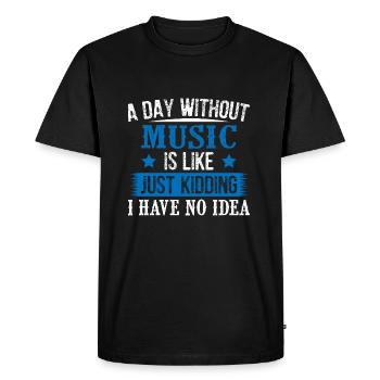 Un jour sans musique - T-shirt Premium bio Homme - noir - Devant - Nico (187cm)