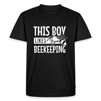 Beekeeper Honey Ironic Saying Boy Likes Beekeeping - Men's Premium Organic T-Shirt - black - Front - Nico (187cm)