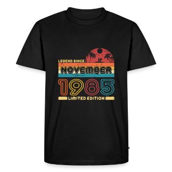 Birthday 1985 November Retro Legend Since Palme - Men's Premium Organic T-Shirt - black - Front - Nico (187cm)