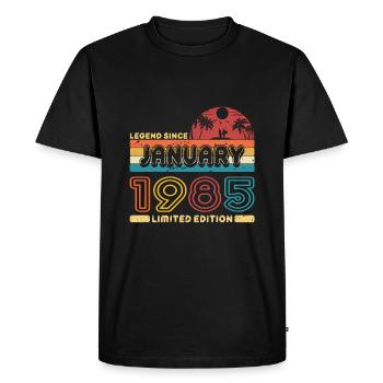 Birthday 1985 January Retro Legend Since Palme - Men's Premium Organic T-Shirt - black - Front - Nico (187cm)