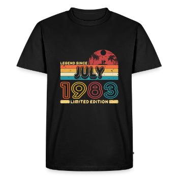 Birthday 1983 July Retro Legend Since Palme - Men's Premium Organic T-Shirt - black - Front - Nico (187cm)