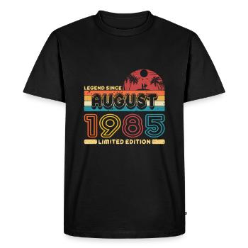 Birthday 1985 August Retro Legend Since Palme - Men's Premium Organic T-Shirt - black - Front - Nico (187cm)