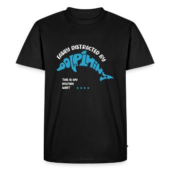Citation ironique animal marin mignon dauphin - T-shirt Premium bio Homme - noir - Devant - Nico (187cm)