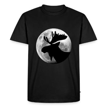 Moose in the full moon forest animal - Men's Premium Organic T-Shirt - black - Front - Nico (187cm)