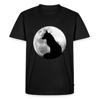 Fox in the Full Moon Forest Animals Fox - Men's Premium Organic T-Shirt - black - Front - Nico (187cm)