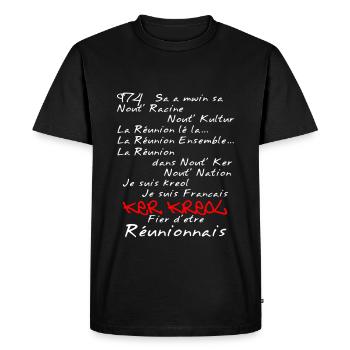 La Réunion Kosement kreol T-Shirt Homme - T-shirt Premium bio Homme - noir - Devant - Nico (187cm)