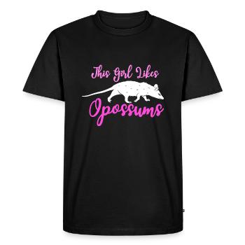 Une fille aime les opossums, la faune, les - T-shirt Premium bio Homme - noir - Devant - Nico (187cm)