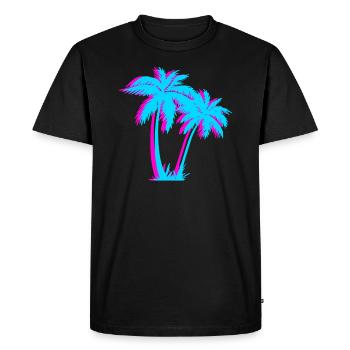 Beach Vaporwave Palm Tree Gift Aesthetic Tropical - Men's Premium Organic T-Shirt - black - Front - Nico (187cm)