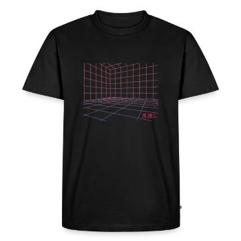 Aesthetic Vaporwave Geometric Grid Futuristic - Men's Premium Organic T-Shirt - black - Front - Nico (187cm)