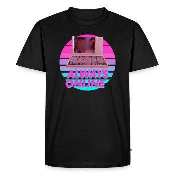Drôle Vaporwave toujours en ligne. Retro 80s - T-shirt Premium bio Homme - noir - Devant - Nico (187cm)
