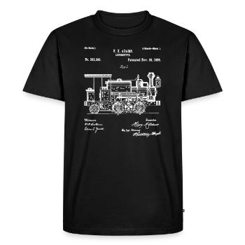 1886 Locomotive Steam Train - Retro Patent - T-shirt Premium bio Homme - noir - Devant - Nico (187cm)