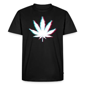 Feuille de marijuana Vaporwave esthétique avec Glitch - T-shirt Premium bio Homme - noir - Devant - Nico (187cm)