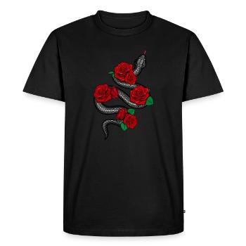 Aesthetic Soft Grunge Snake With Red Roses graphic - Men's Premium Organic T-Shirt - black - Front - Nico (187cm)