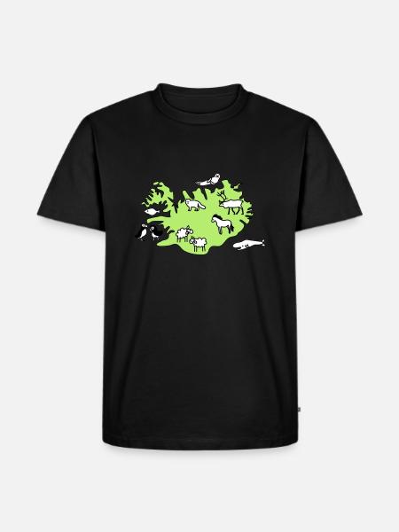 island Karte Tiere - Männer Premium Bio T-Shirt - Schwarz
