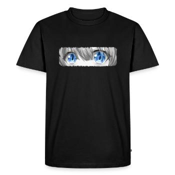 Anime Yeux Bleu Kawaii Sexy Manga Ecchi Waifu - T-shirt Premium bio Homme - noir - Devant - Nico (187cm)