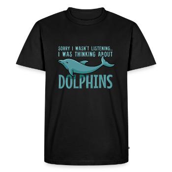 Citation ironique des dauphins Animaux marins - T-shirt Premium bio Homme - noir - Devant - Nico (187cm)