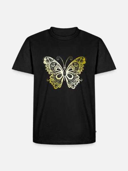 Papillon Mandala or - T-shirt Premium bio Homme - noir