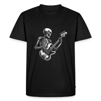 Crâne squelette avec guitare basse - T-shirt Premium bio Homme - noir - Devant - Nico (187cm)
