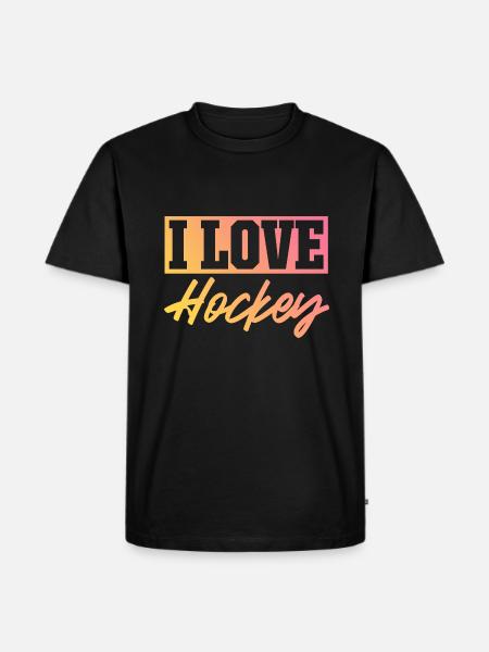 Ich liebe Hockey - Männer Premium Bio T-Shirt - Schwarz