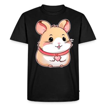 Hamster mignon avec des coeurs - T-shirt Premium bio Homme - noir - Devant - Nico (187cm)