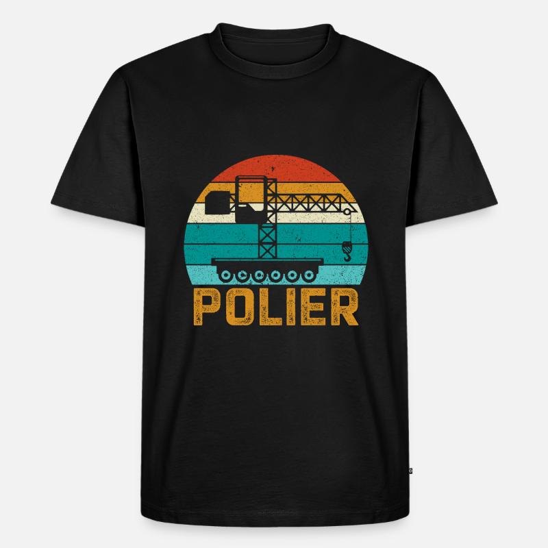 Polier Geschenkidee Baustelle Kran - Männer Premium Bio T-Shirt - Schwarz