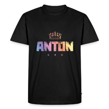 Anton - Men's Premium Organic T-Shirt - black - Front - Nico (187cm)