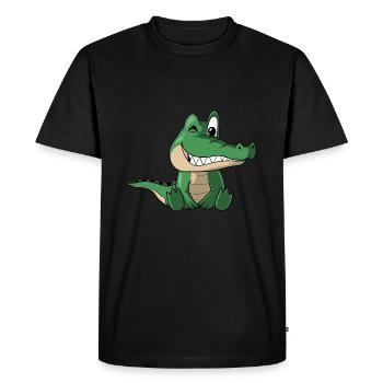 Drôle de crocodile mignon - T-shirt Premium bio Homme - noir - Devant - Nico (187cm)