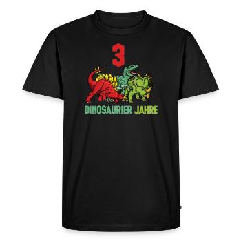 Dinosaures 3 ans anniversaire de garçon - T-shirt Premium bio Homme - noir - Devant - Nico (187cm)
