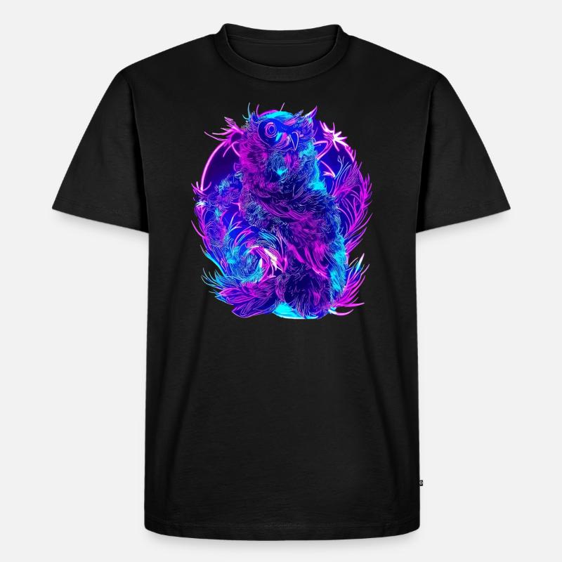 Abstrakte Eulen Neon Synthwave Kunst - Männer Premium Bio T-Shirt - Schwarz