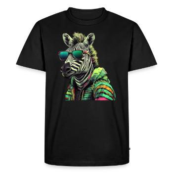 Zèbre avec lunettes de soleil Zèbres Cool colorés Afrique - T-shirt Premium bio Homme - noir - Devant - Nico (187cm)