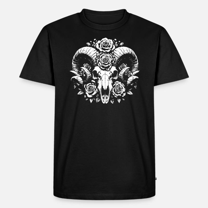 Widder Schädel Gothic Design - Männer Premium Bio T-Shirt - Schwarz