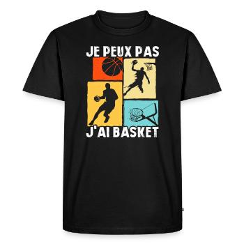 Je Peux Pas J'ai Basket - T-shirt Premium bio Homme - noir - Devant - Nico (187cm)