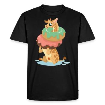 Don d'animaux mignons girafe donut nourriture zoo safari - T-shirt Premium bio Homme - noir - Devant - Nico (187cm)