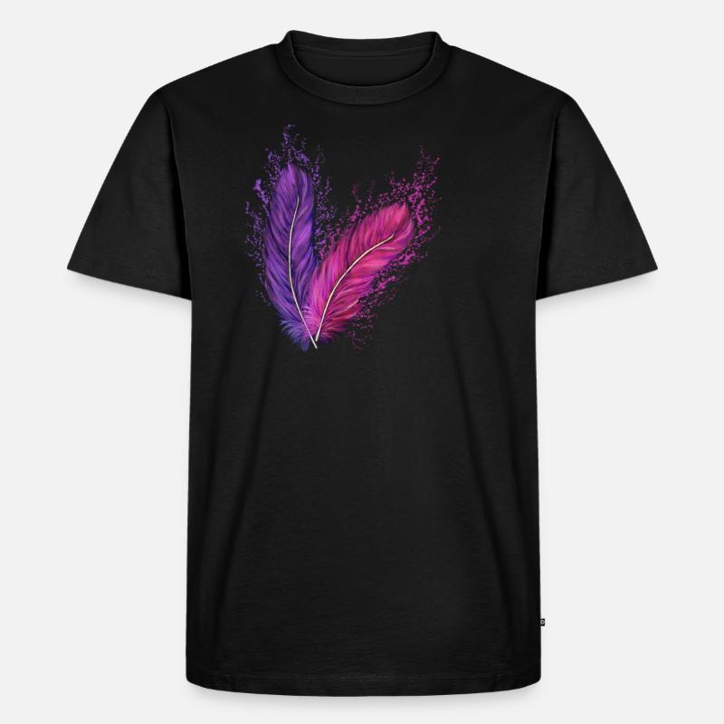 Feder, Vogelfeder, Tatoo, Indianerfeder - Männer Premium Bio T-Shirt - Schwarz