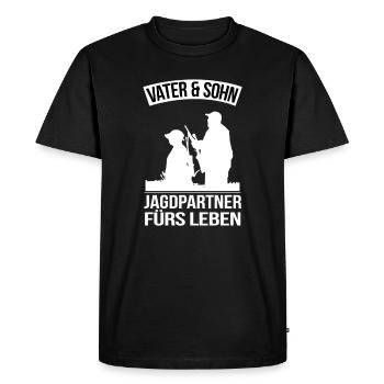 Vater Sohn Jagd Jagen Jäger Geschenk - Männer Premium Bio T-Shirt - Schwarz - Vorne - Nico (187cm)