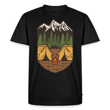 Berg Camp Badge – Mountain Adventure - Men's Premium Organic T-Shirt - black - Front - Nico (187cm)