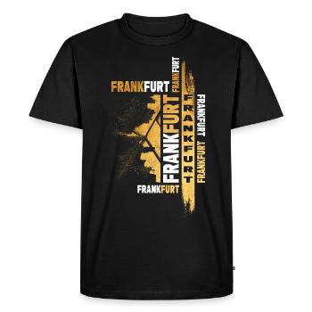 Frankfurt Germany City Skyline Font Gold - Men's Premium Organic T-Shirt - black - Front - Nico (187cm)