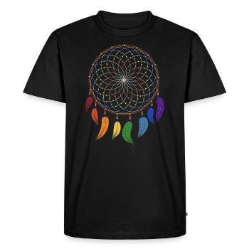 Dreamcatcher Rainbow Chakra - Men's Premium Organic T-Shirt - black - Front - Nico (187cm)