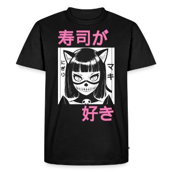 J’adore les sushis - nigiri et maki - T-shirt Premium bio Homme - noir - Devant - Nico (187cm)