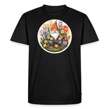 Nain dans le champ de fleurs - T-shirt Premium bio Homme - noir - Devant - Nico (187cm)