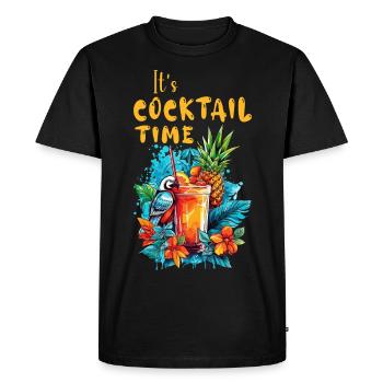 Cocktail Summer Pineapple Macaw Parrot Flower Holiday - Men's Premium Organic T-Shirt - black - Front - Nico (187cm)