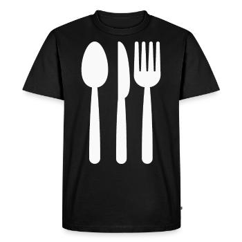 Cuillère Couteau Fourchette Cuisinier - T-shirt Premium bio Homme - noir - Devant - Nico (187cm)